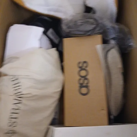 BOX OF APPROXIMATELY 12 PAIRS OF ASSORTED SHOES IN VARIOUS COLOUR, STYLES AND SIZES