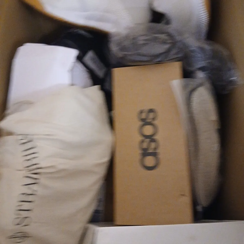 BOX OF APPROXIMATELY 12 PAIRS OF ASSORTED SHOES IN VARIOUS COLOUR, STYLES AND SIZES