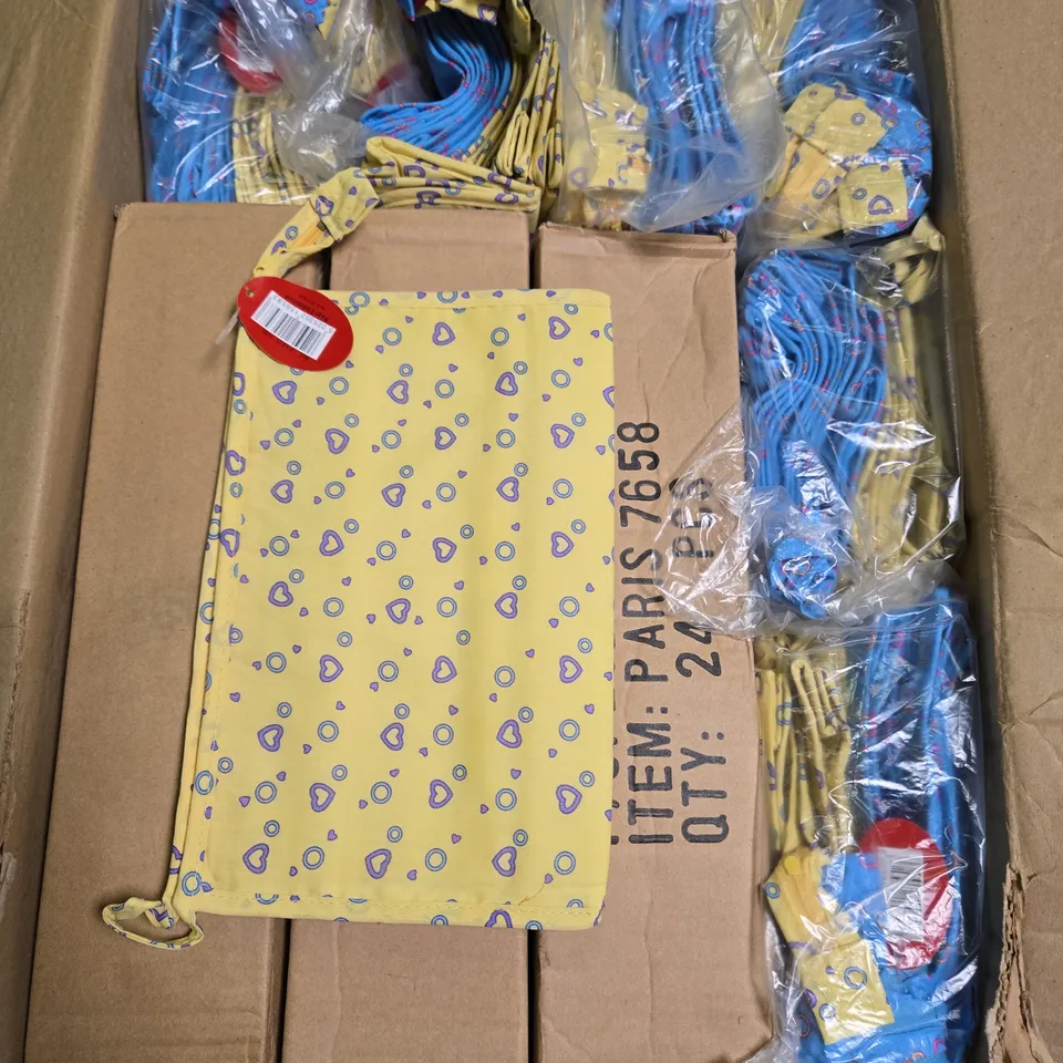 BOX OF APPROX 120 BAGS UNLIMITED SMALL HOLDALL BAGS IN BLUE/YELLOW