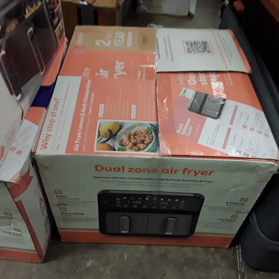 BOXED KEPLIN 9 LITRE AIR FRYER WITH DUAL COOKING ZONES BLACK COLOUR