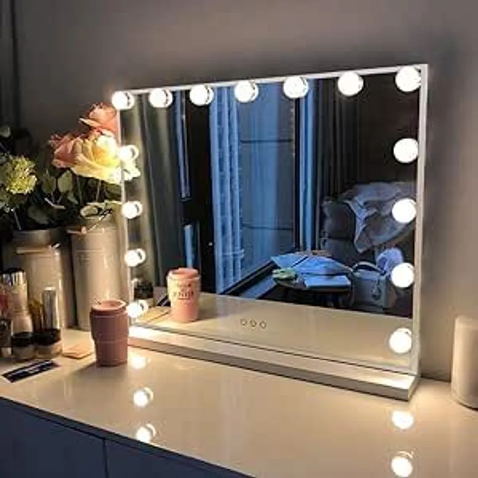 BOXED FENCHILIN 15 LED HOLLYWOOD VANITY MAKE UP MIRROR - METAL WHITE