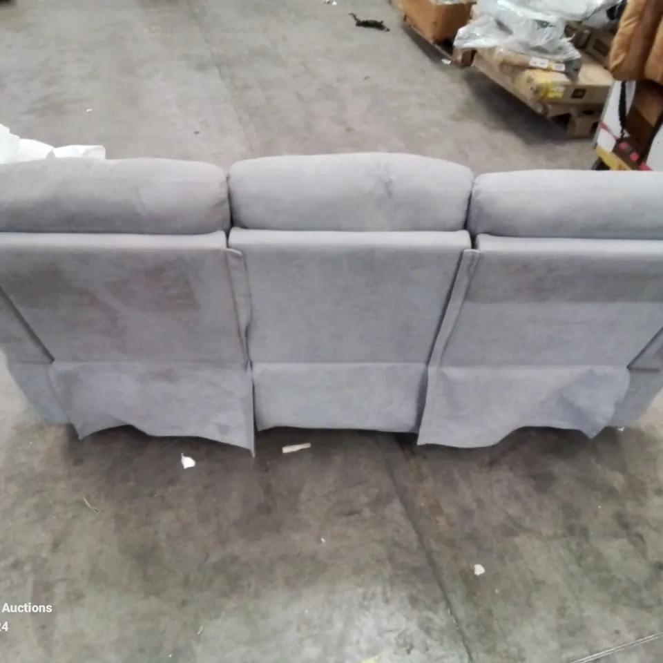 QUALITY DESIGNER FABRIC UPHOLSTERED 3 SEATER ELECTRONIC RECLINER SOFA IN GREY