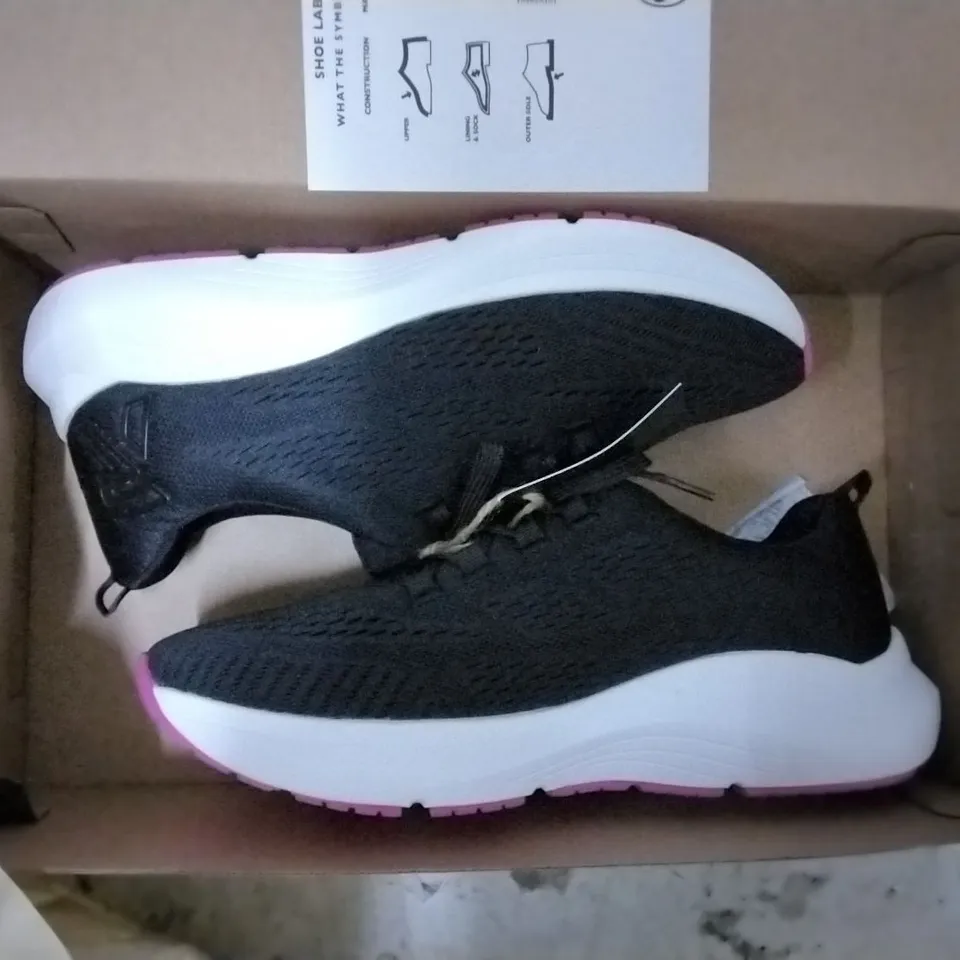 BOX OF APPROXIMATELY 6 PAIRS OF RIEKER BLACK TRAINERS SIZE 5  