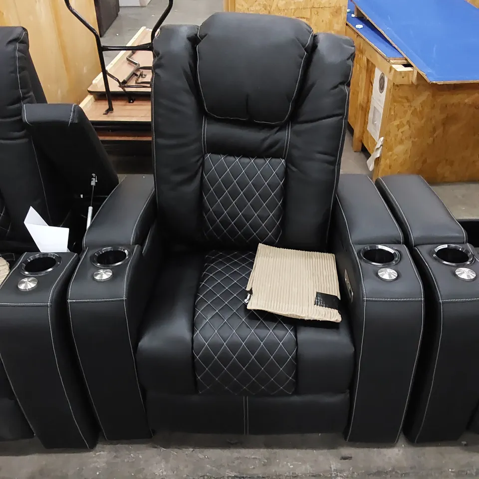 DESIGNER FAUX LEATHER RECLINING EASY CHAIR - BLACK