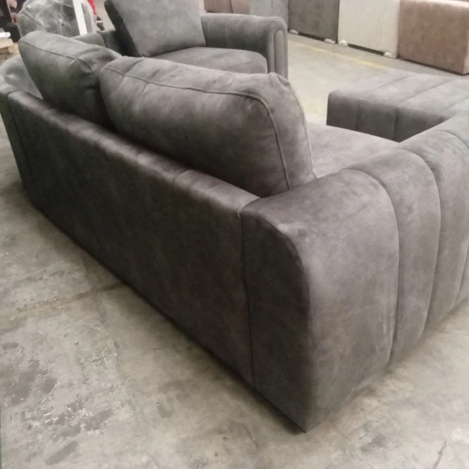 AMARA RIGHT HAND DOUBLE ARM CORNER GROUP WITH FOOTSTOOL - CHARCOAL RRP £3419