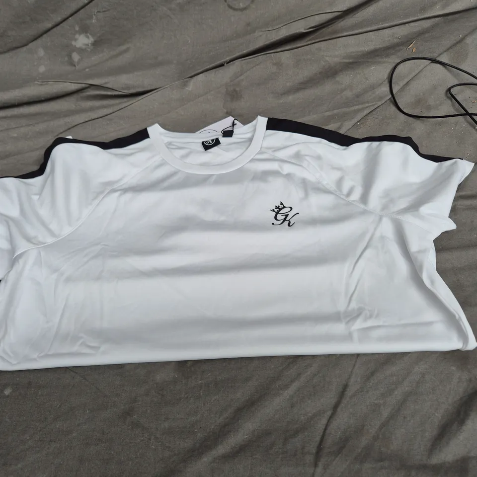 GK CORE PLUS TEE – WHITE WITH BLACK SHOULDER PANELS, SIZE L