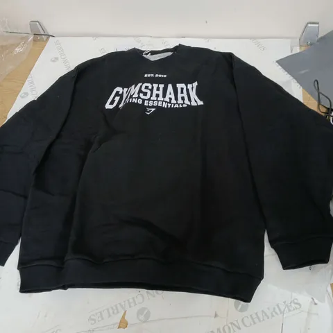 GYMSHARK LIFTING ESSENTIALS GRAPHICS OVERSIZED SWEATSHIRT BLACK SIZE S