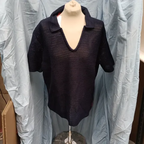 ORLEBAR BROWN BATTEN CROCHET KNIT TOP β NIGHT IRIS β SIZE L