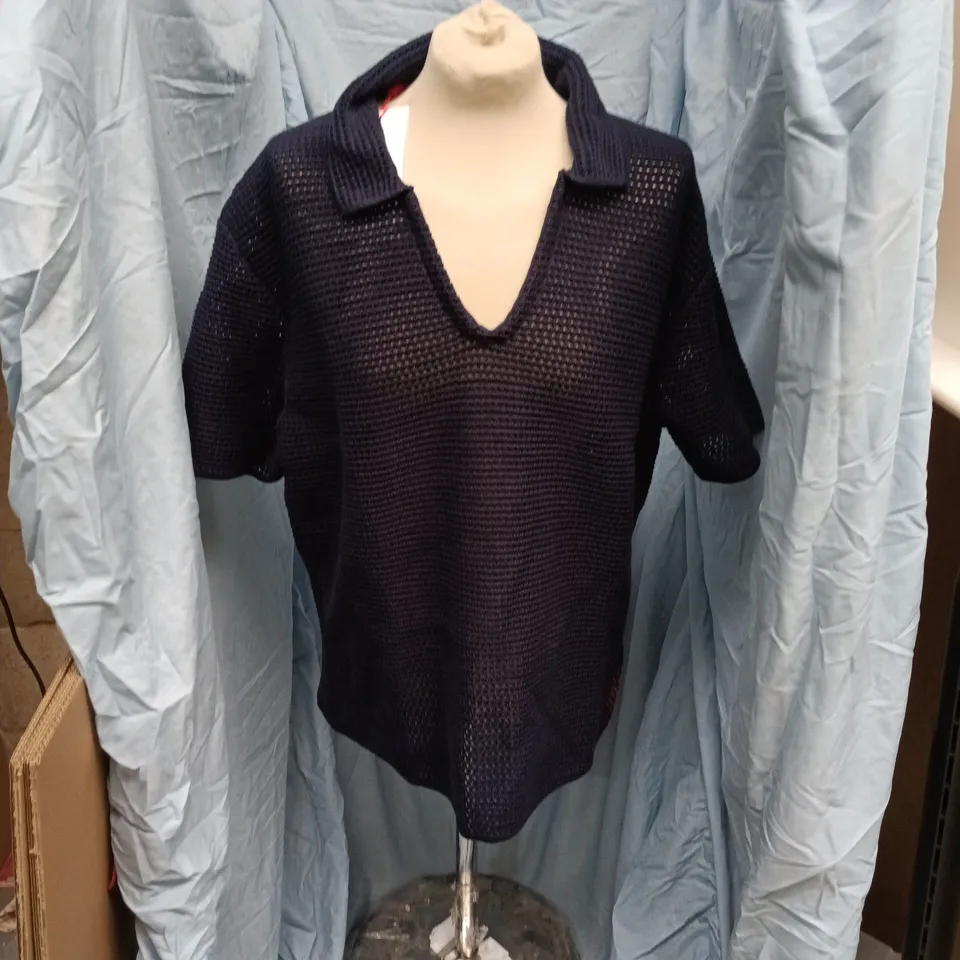 ORLEBAR BROWN BATTEN CROCHET KNIT TOP – NIGHT IRIS – SIZE L