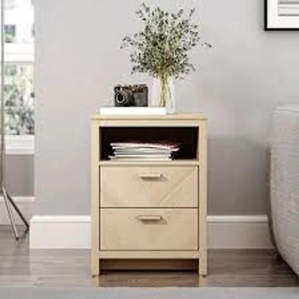 BOXED GALANO BONNY 2 DRAWER BEDSIDE WITH OPEN SHELF 