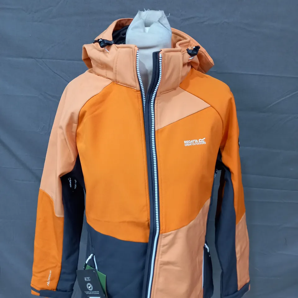 REGATTA SHOWERPROOF ORANGE PADDED JACKET WITH HOOD - UK 12