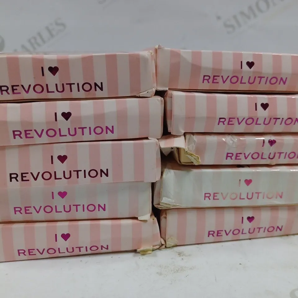 BOX OF APPROX 10 REVOLUTION I HEART MAKEUP PRALINE CHOCOLATE PALETTES