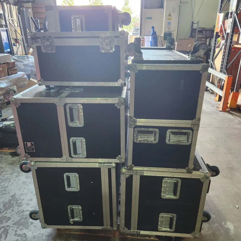 PALLET OF 6 ASSORTED FLIGHT CASES OF VARIOUS SIZES