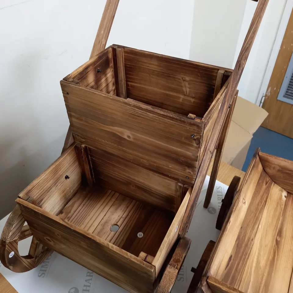 LOT OF 2 WOODEN DECORATIVE PLANTERS / COLLECTION ONLY