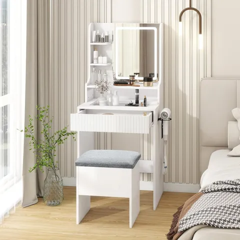 BOXED YOURLITE DRESSING TABLE WITH LED LIGHTS, 3 LIGHT COLORS, ADJUSTABLE BRIGHTNESS - WHITE