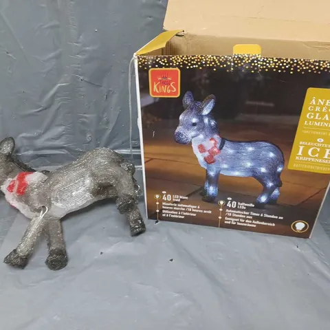 BOXED THREE KINGS INLIT ICE NATIVITY DONKEY