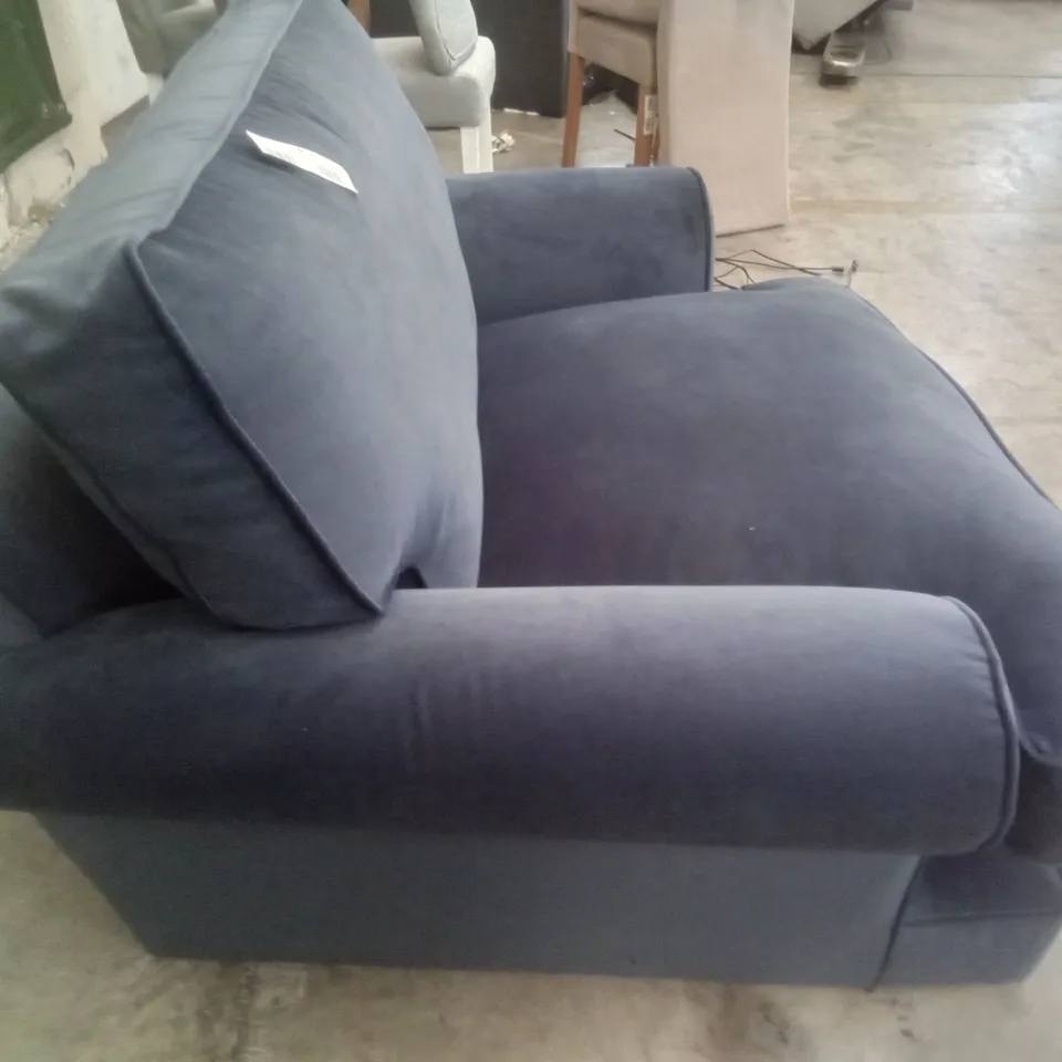 DESIGNER THE LOUNGE COMPANY MADE SMALL ARMCHAIR - DARK BLUE FABRIC