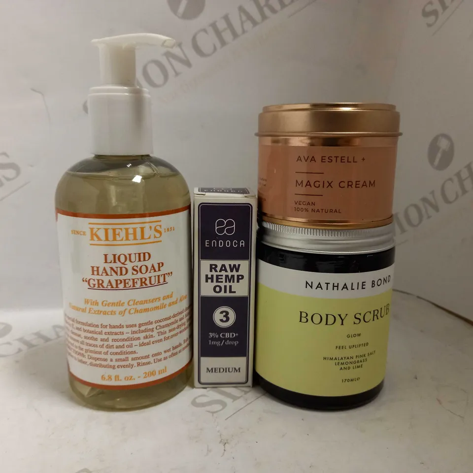 LOT OF 4 BATH & BODY CARE ITEMS, TO INCLUDE KIEHL'S, AVA ESTELL, ENDOCA & NATHALIE BOND