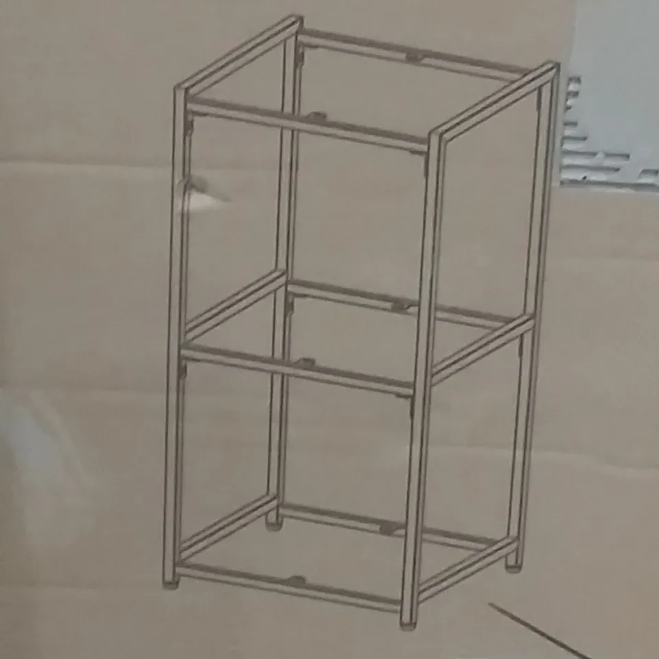 BOXED MODULAR 3 TIER SHELVING UNIT IN BLACK - H77 X W40 X D38CM 