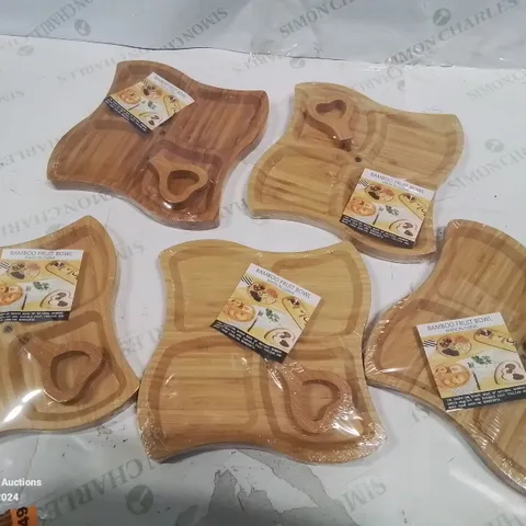 BOX OF APPROXIMATELY 30 SEALED BAMBOO FRUIT BOWLS/PLATTERS