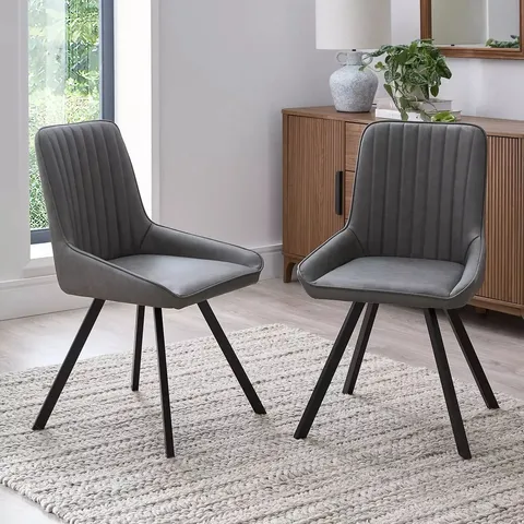 MARLOW FAUX LEATHER PAIR OF DINING CHAIRS