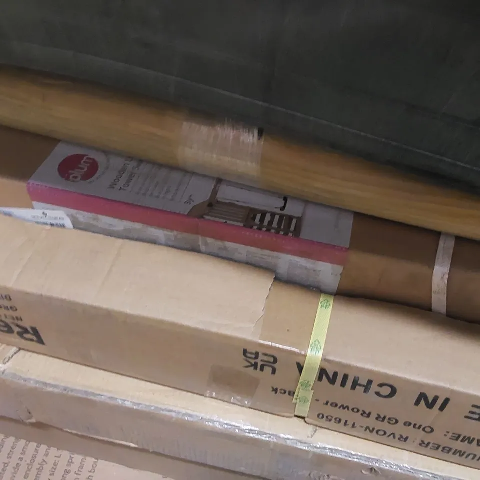 PALLET OF ASSORTED CONSUMER PRODUCTS INCLUDING: SLIDE PARTS, TRAMPOLINE PARTS, COT PARTS ECT