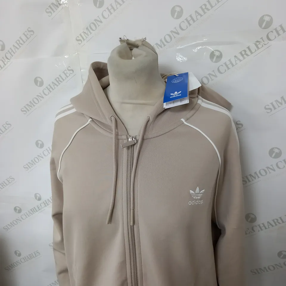 ADIDAS ORIGINAL CREAM ZIPPED HOODIE SIZE L
