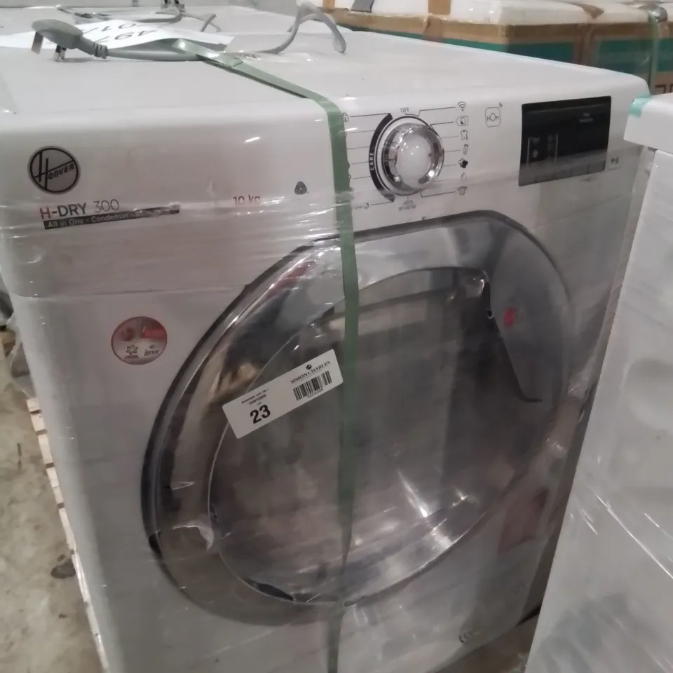 HOOVER H-DRY 300 CONDENSER TUMBLE DRYER WHITE, HISENSE FREESTANDING 56CM UNDER COUNTER FRIDGE AND CANDY SMART PRO HEAT PUMP TUMBLE DRYER WHITE