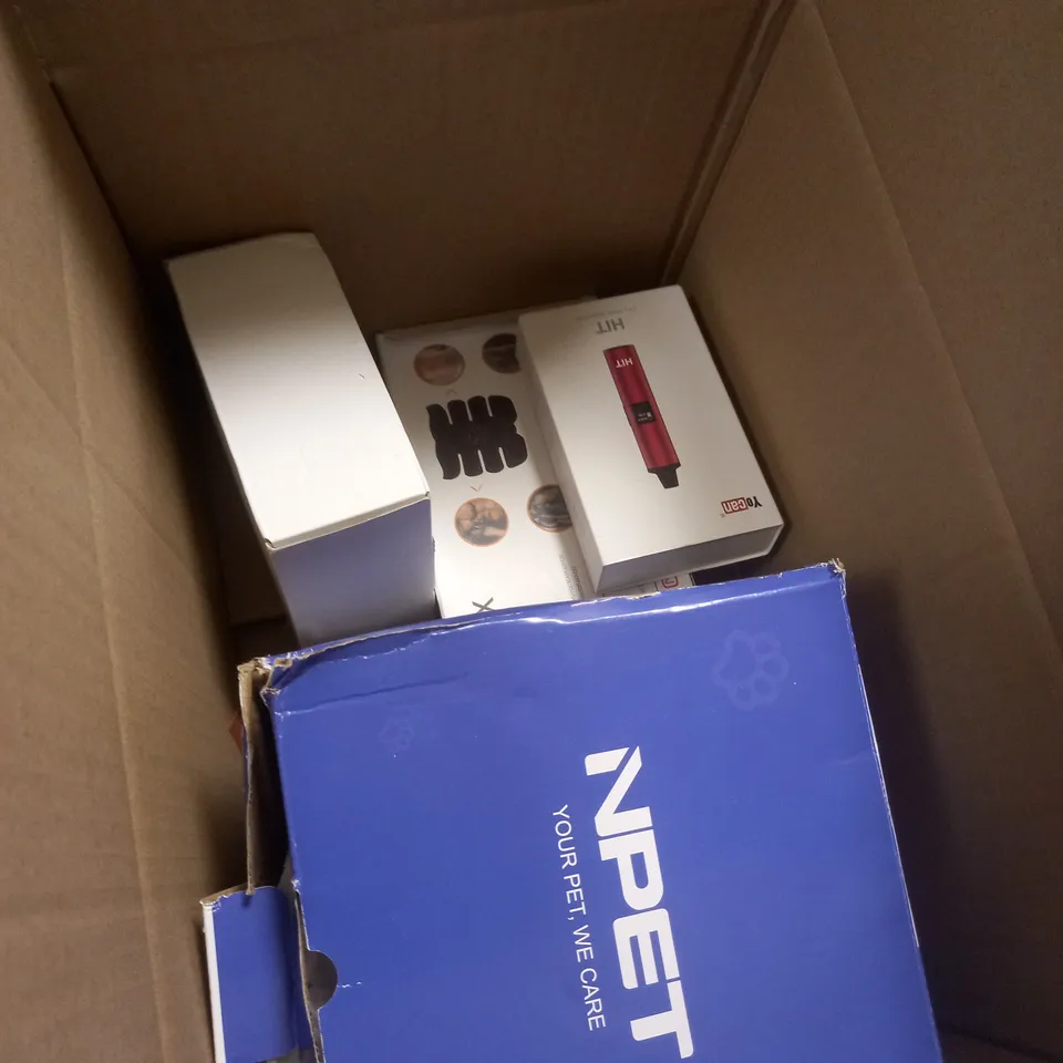 BOX OF APPROXIMATELY 5 ASSORTED ITEMS TO INCLUDE DRY HERB VAPORIZER, PET WATER FOUNTAIN, EXERCISE MACHINE