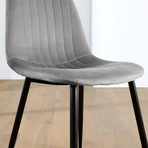 BOXED BROOKLYN DINING CHAIR, GREY CLASSIC VELVET & BLACK STEEL 