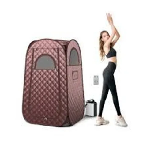 BOXED COSTWAY FULL BODY STEAM SAUNA TENT WITH 3L STEAM GENERATOR FOR SINGLE PERSON - COFFEE