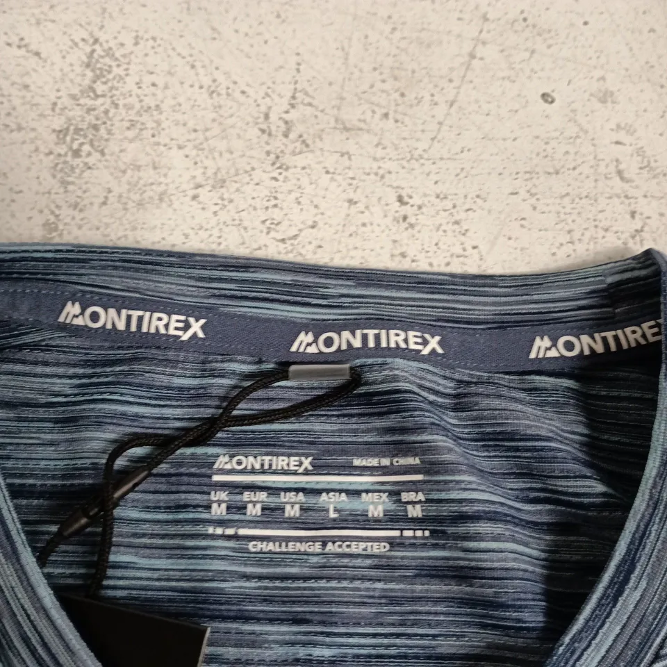MONTIREX T-SHIRT – GREY/INDIGO STRIPED, SIZE M