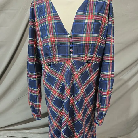 BODEN WOMEN'S PLAID LONG SLEEVE TEA DRESS