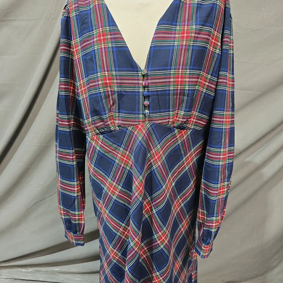 BODEN WOMEN'S PLAID LONG SLEEVE TEA DRESS