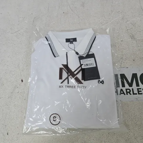 BAGGED MX THREE SIXTY MEN'S POLO SHIRT β WHITE β MODEL MX-42-POLO-KARL β SIZE S