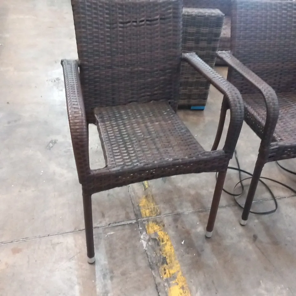 4 RATTAN EFFECT STACKING GARDEN CHAIRS