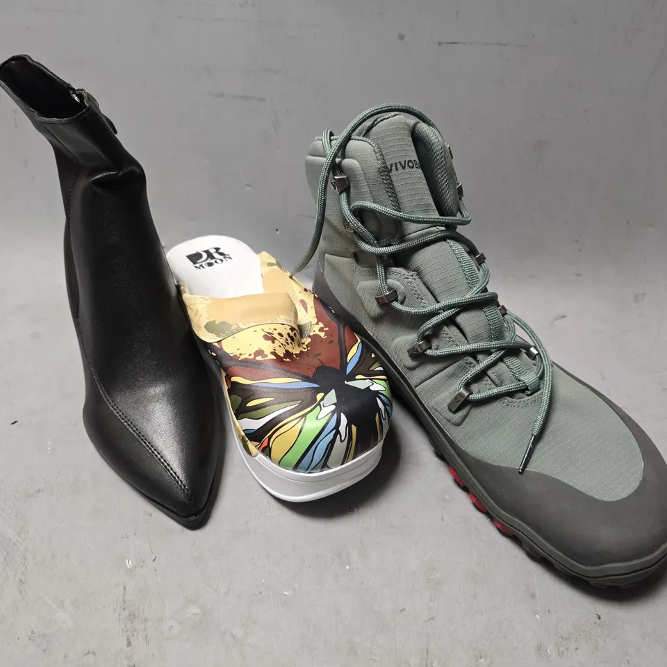 BOX OF APPROXIMATELY 6 PAIRS OF ASSORTED SHOES IN VARIOUS COLOUR, STYLES AND SIZES