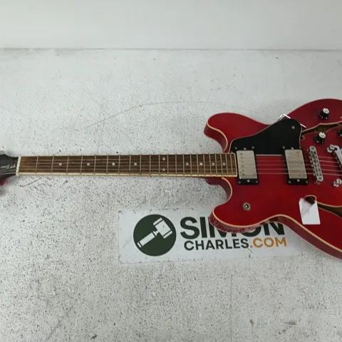 HARLEY BENTON ELECTRIC GUITAR – RED SEMI-HOLLOW BODY