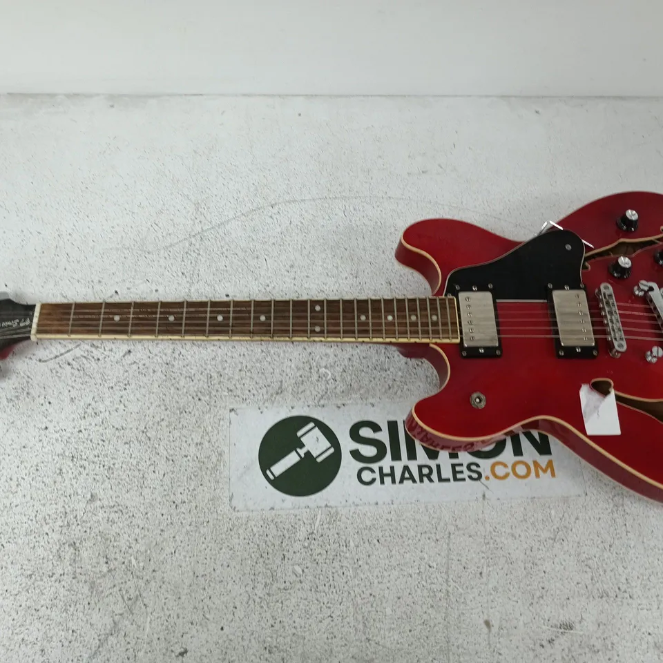 HARLEY BENTON ELECTRIC GUITAR – RED SEMI-HOLLOW BODY