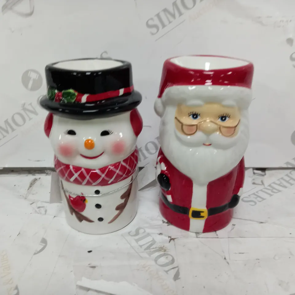 MR CHRISTMAS SET OF 2 CERAMIC CHARACTER CANDLES