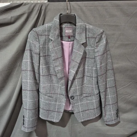 Next Women's Grey Windowpane Check Blazer β SIZE 10