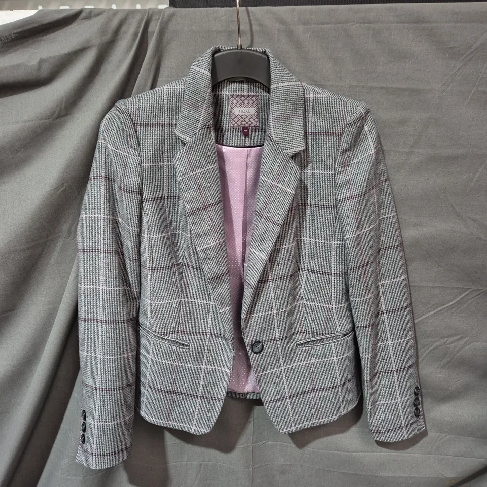 Next Women's Grey Windowpane Check Blazer – SIZE 10