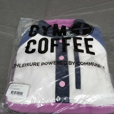 GYM + COFFEE SNAP POLAR FLEECE – CRISP PINK, UK SMALL (SIZE S)