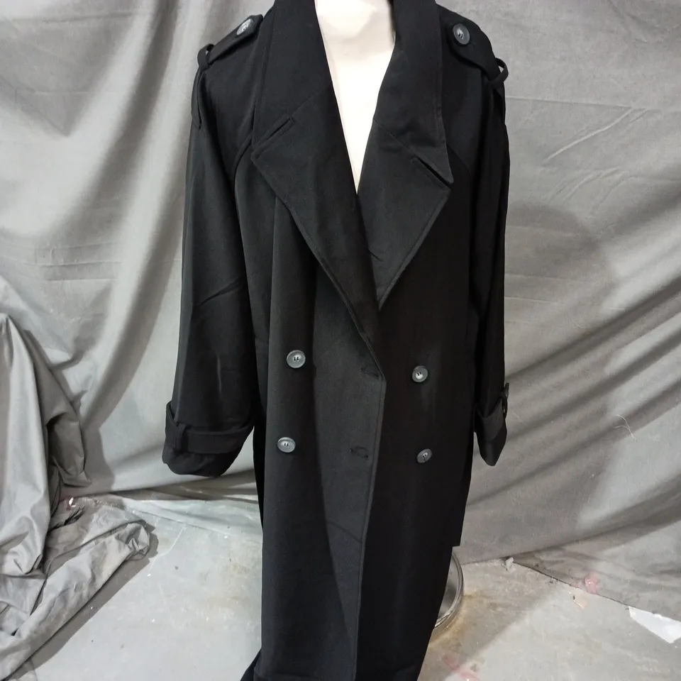 NA-KD LONG TRENCH COAT - BLACK - UK 8 (EU 36)