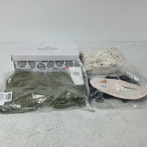 BOX OF APPROXIMATELY 30 ASSORTED ITEM TO INCLUDE & MAISI CLOTHING, SHOE TREE FOOTWEAR, BELTS ETC