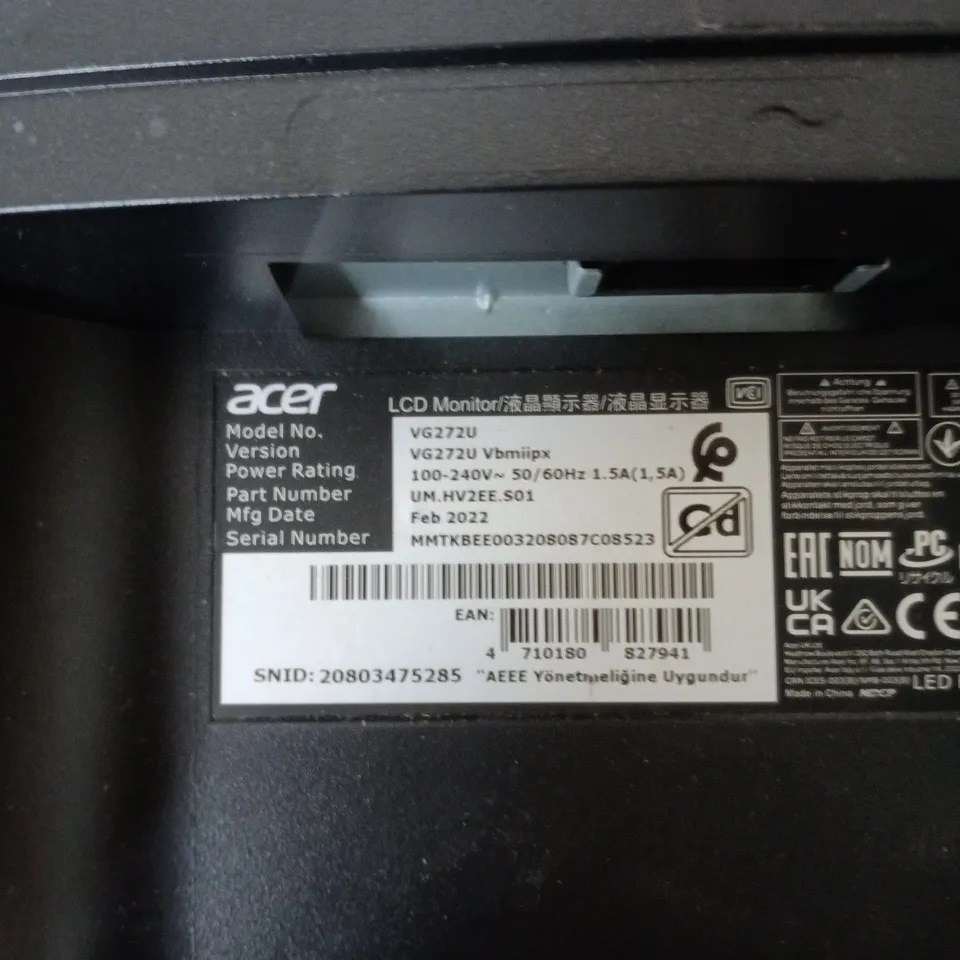 ACER VG272U LCD MONITOR
