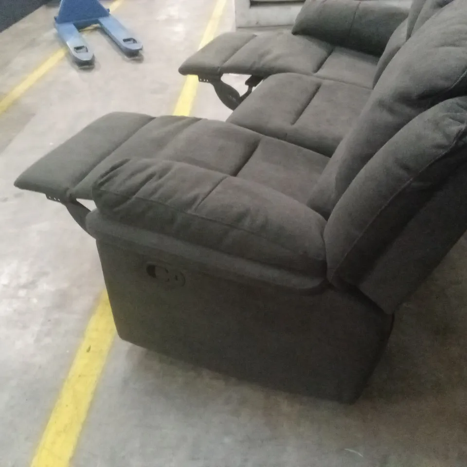 ALBION FABRIC 3 SEATER HIGH BACK MANUAL RECLINER SOFA - CHARCOAL RRP £749