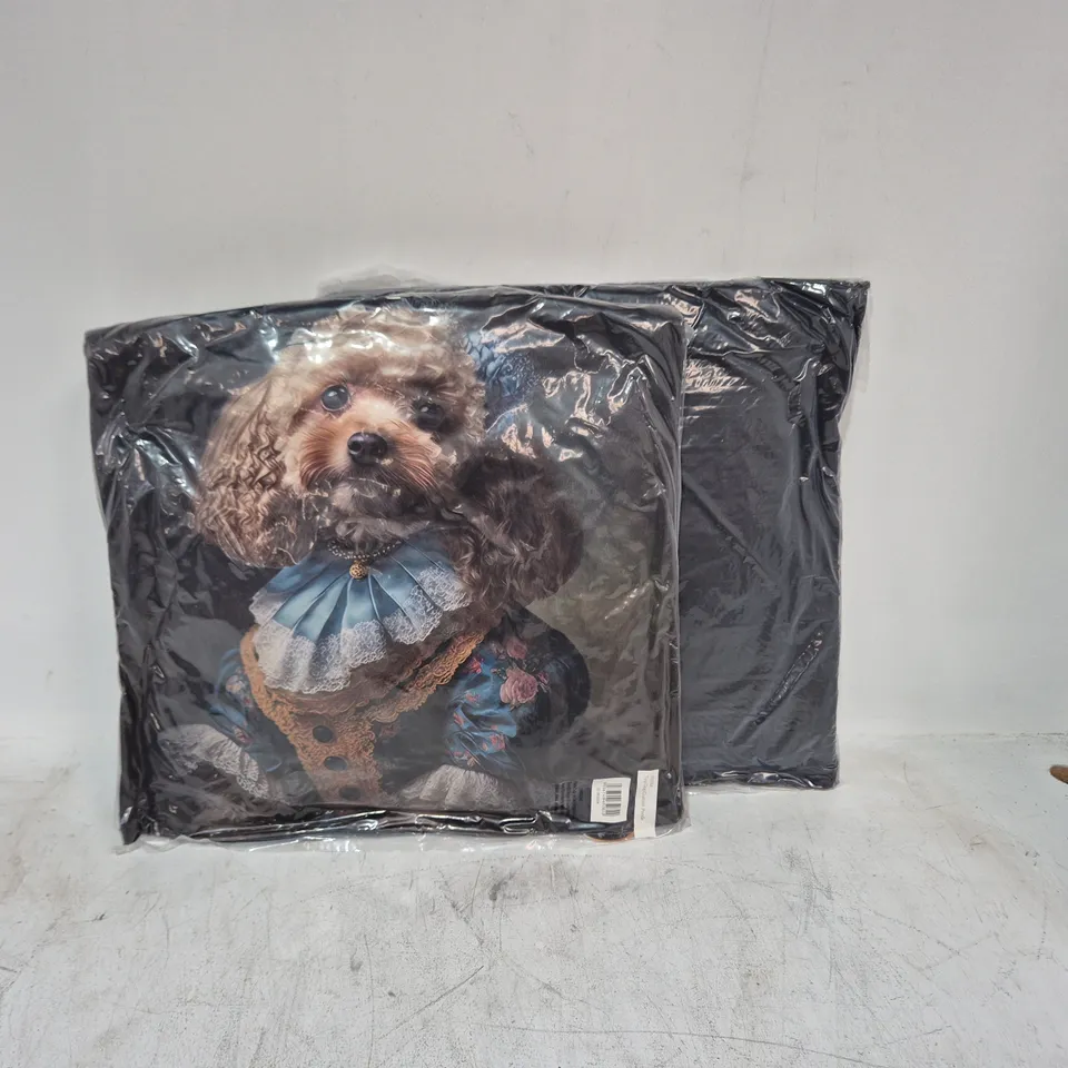 LOT OF 16 AS NEW TOP DOG POODLE THEMED FILLED CUSHIONS - 45X45CM