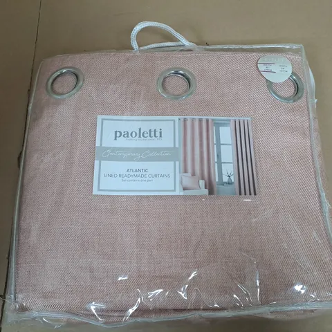 PAOLETTI ATLANTIC LINED READYMADE CURTAINS IN BLUSH - W 90" X w 54"