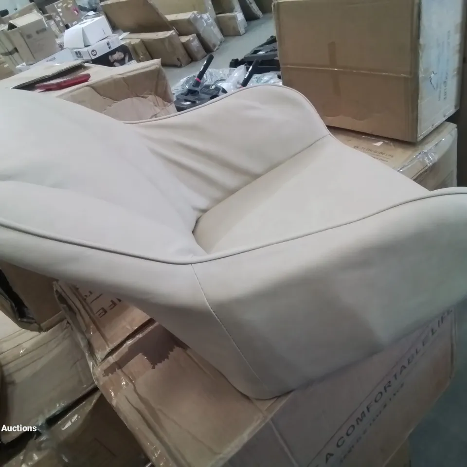 BOXED UNBRANDED SET OF 2 CREAM FAUX LEATHER DINING SEATS 